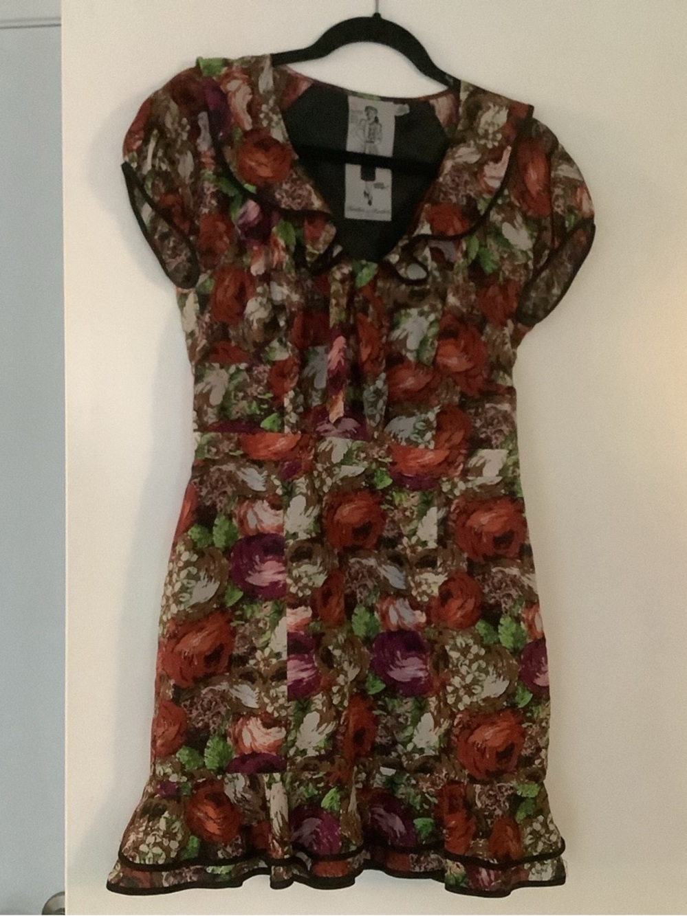 Twelve by Twelve Floral Mini Dress in rust, purple, green